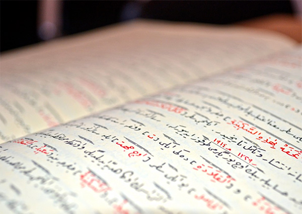 日记中阿拉伯语写作的特写视图